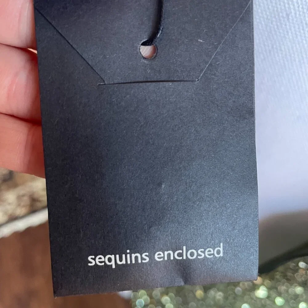 NWT Retrofête Green Long Sleeve Sequin Dress With Plunging Neckline Size L - Picture 15 of 15